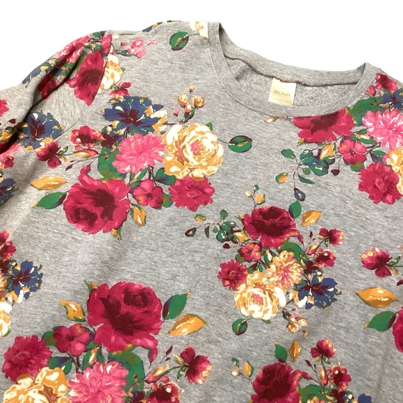 Vintage Blair Floral Grey Crew Neck Sweatshirt Boxy Terry Size 2XL Y2K Retro - Picture 2 of 9